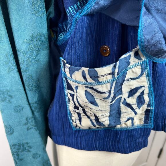 Surya Vintage Jacket Button Up Artsy Multi-Pattern Asian Patchwork Print Size M - Picture 8 of 16